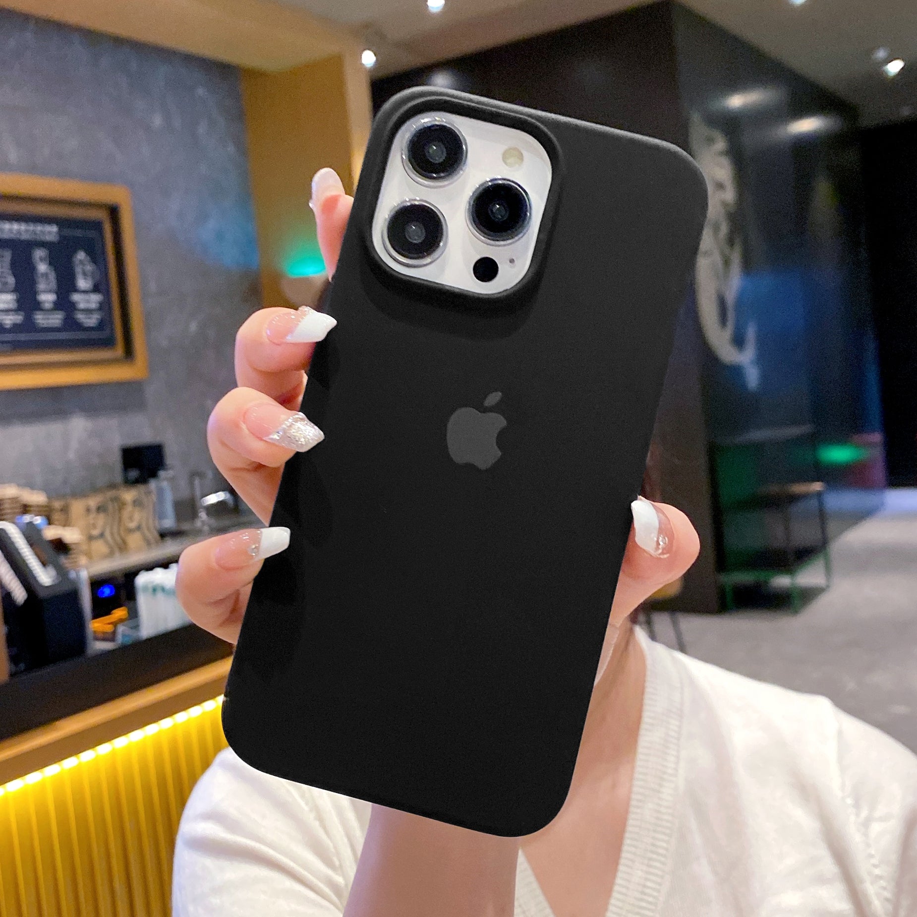 Black Dark Mode With Apple Edition Silicone Case For iPhone
