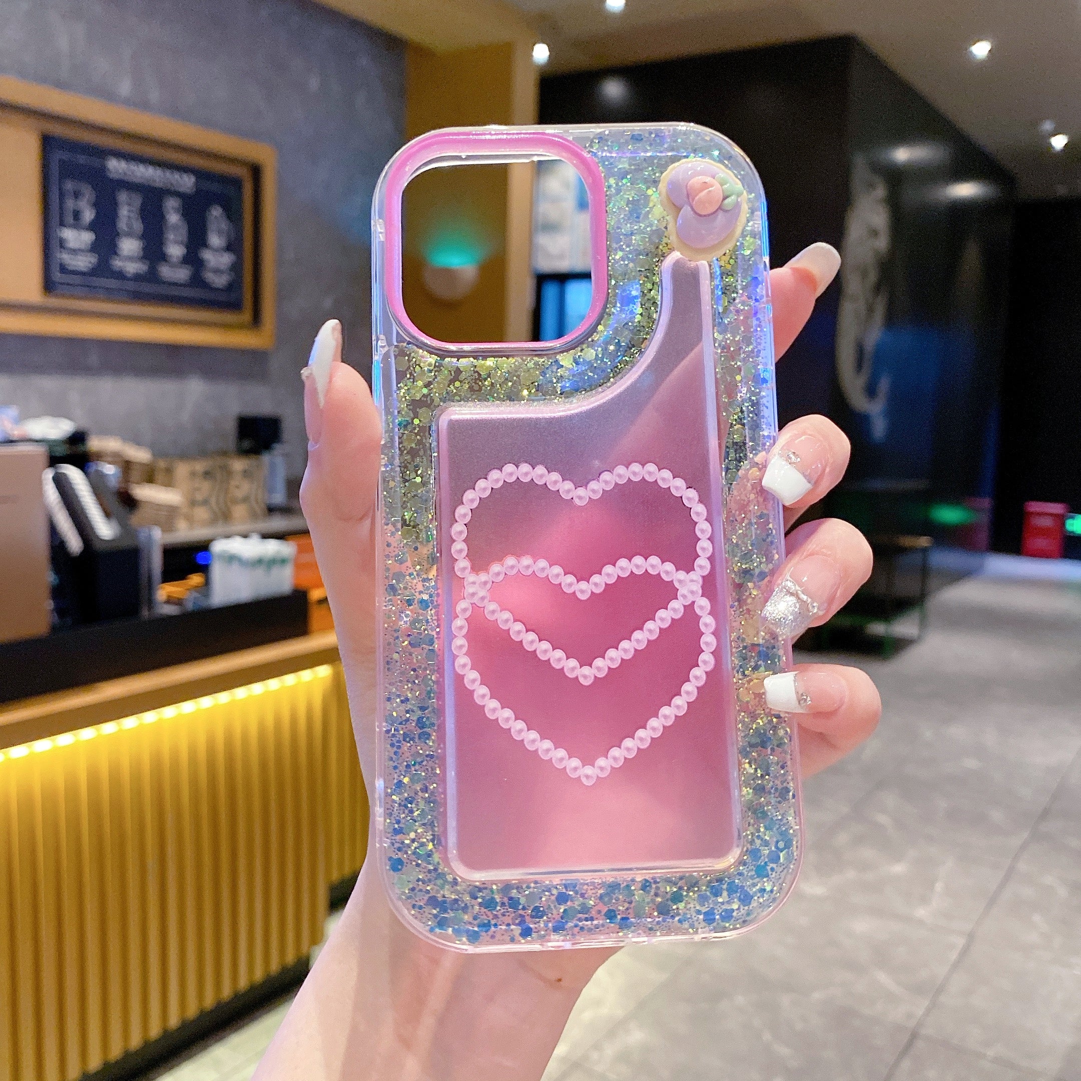 Pastel Heart Shimmer Silicon Phone Case For iPhone