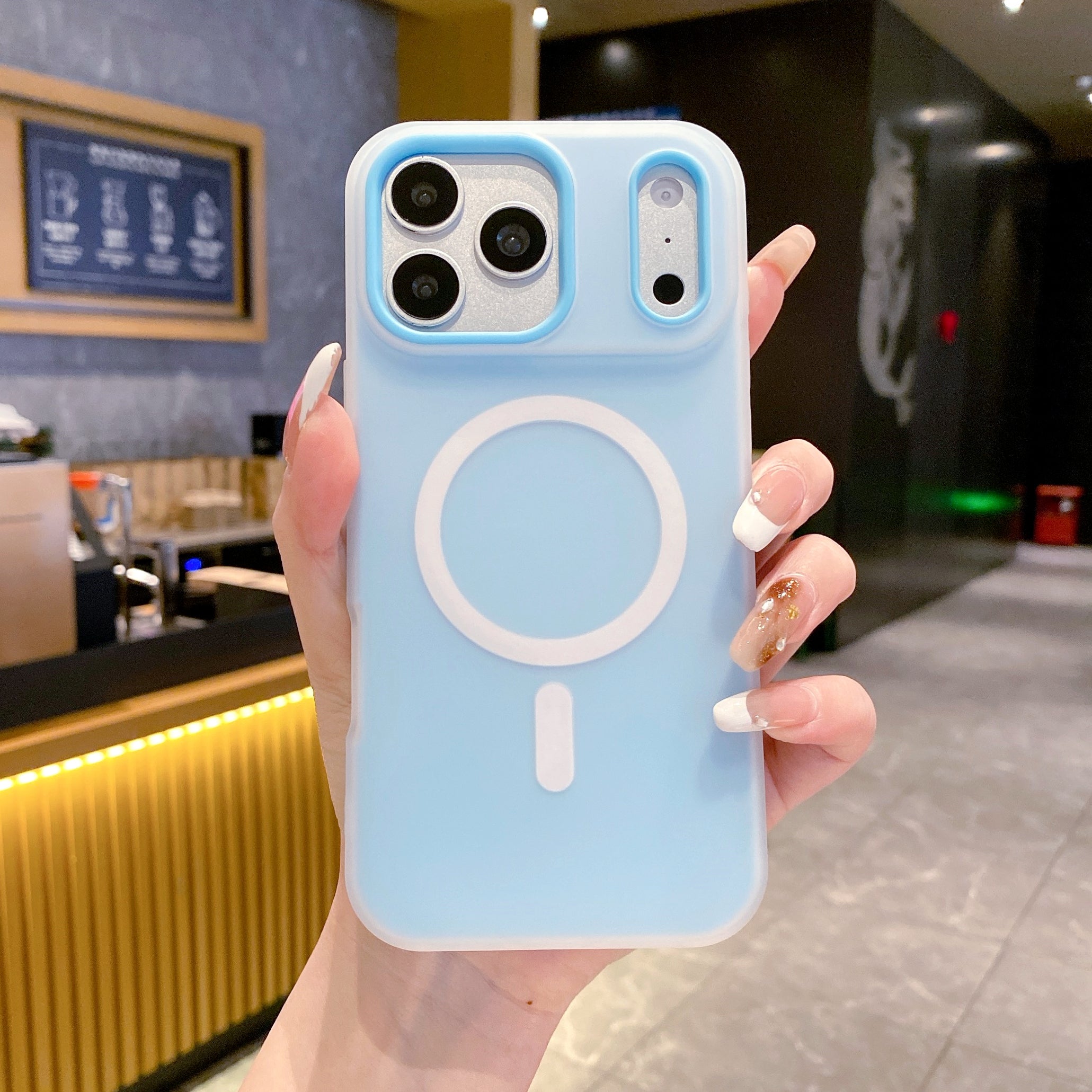 Cloud Blue Frost Wireless Charging Ready Silicone Phone Cases For iPhone