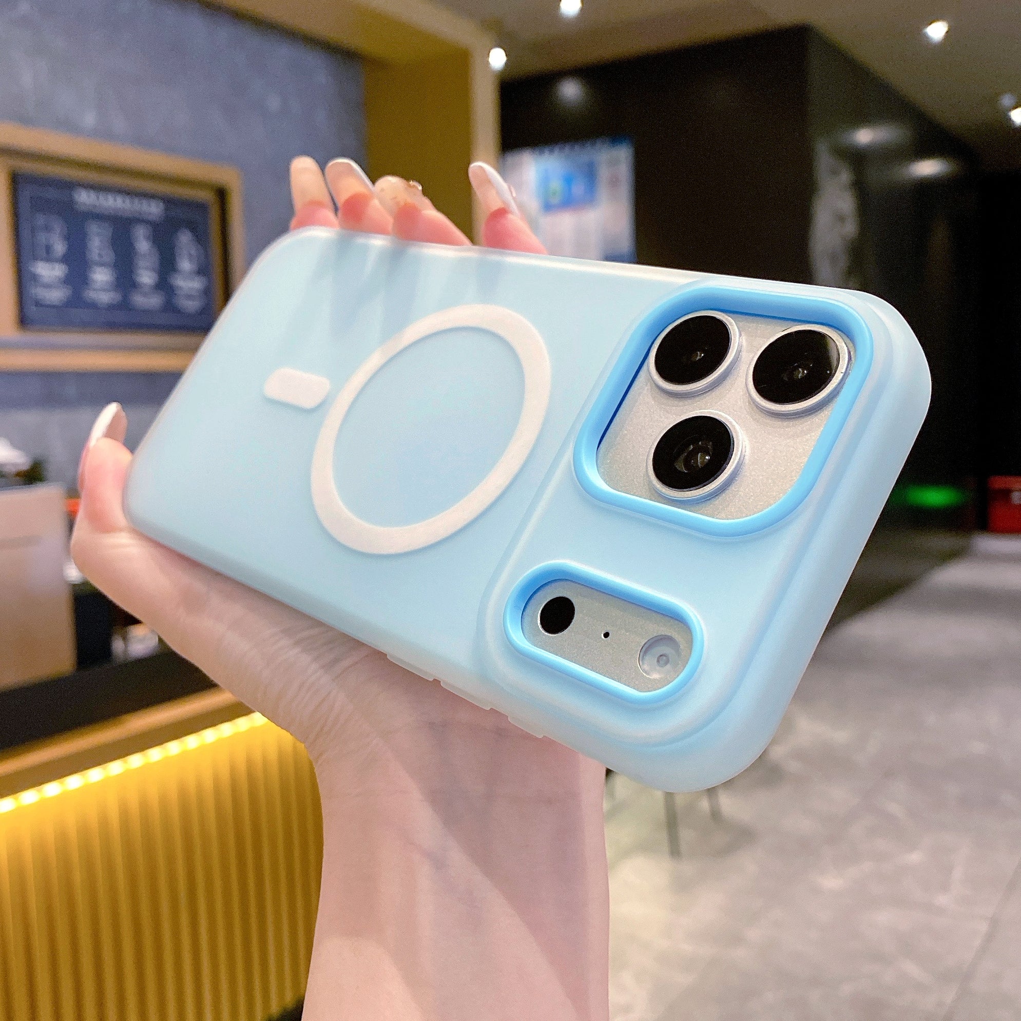 Cloud Blue Frost Wireless Charging Ready Silicone Phone Cases For iPhone