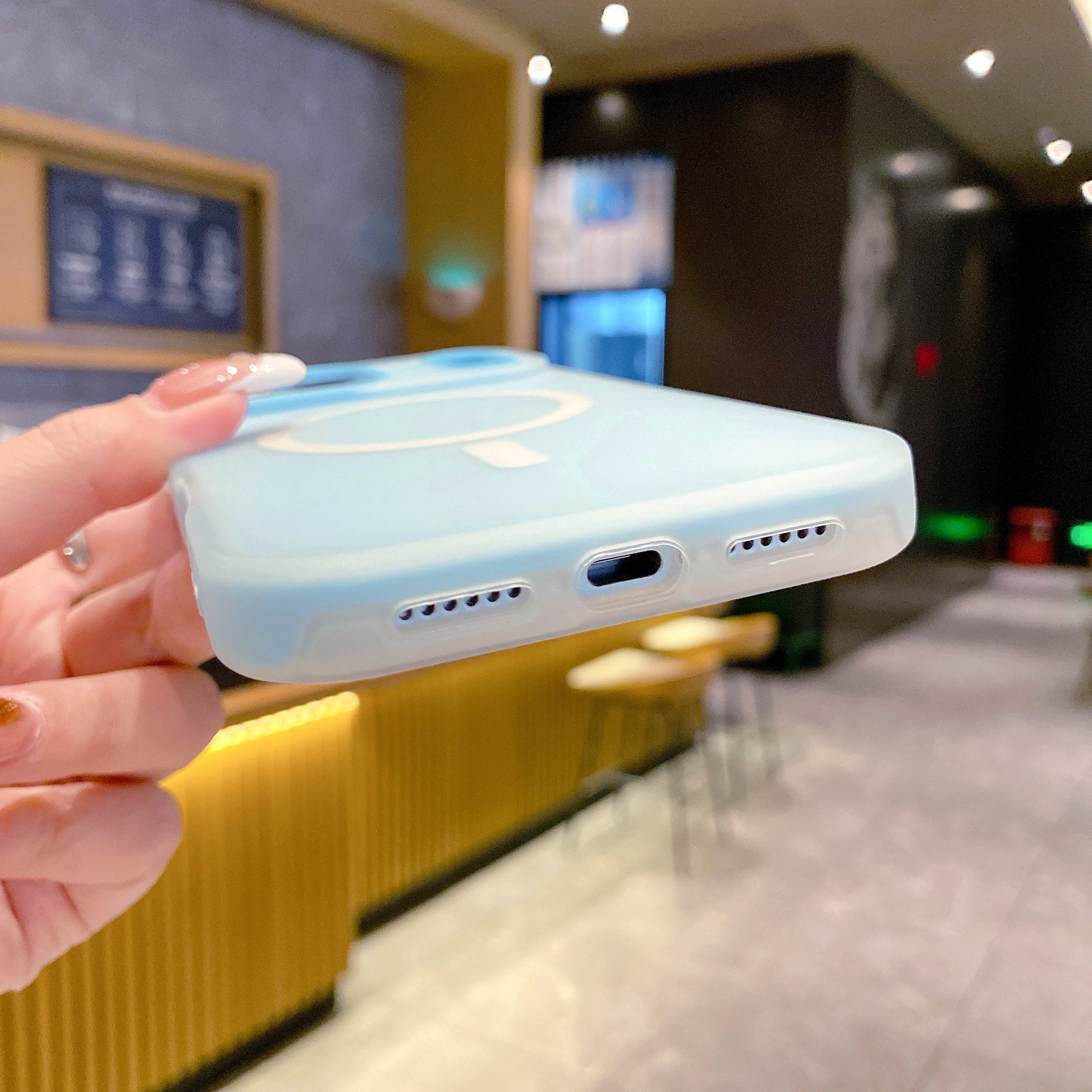 Cloud Blue Frost Wireless Charging Ready Silicone Phone Cases For iPhone