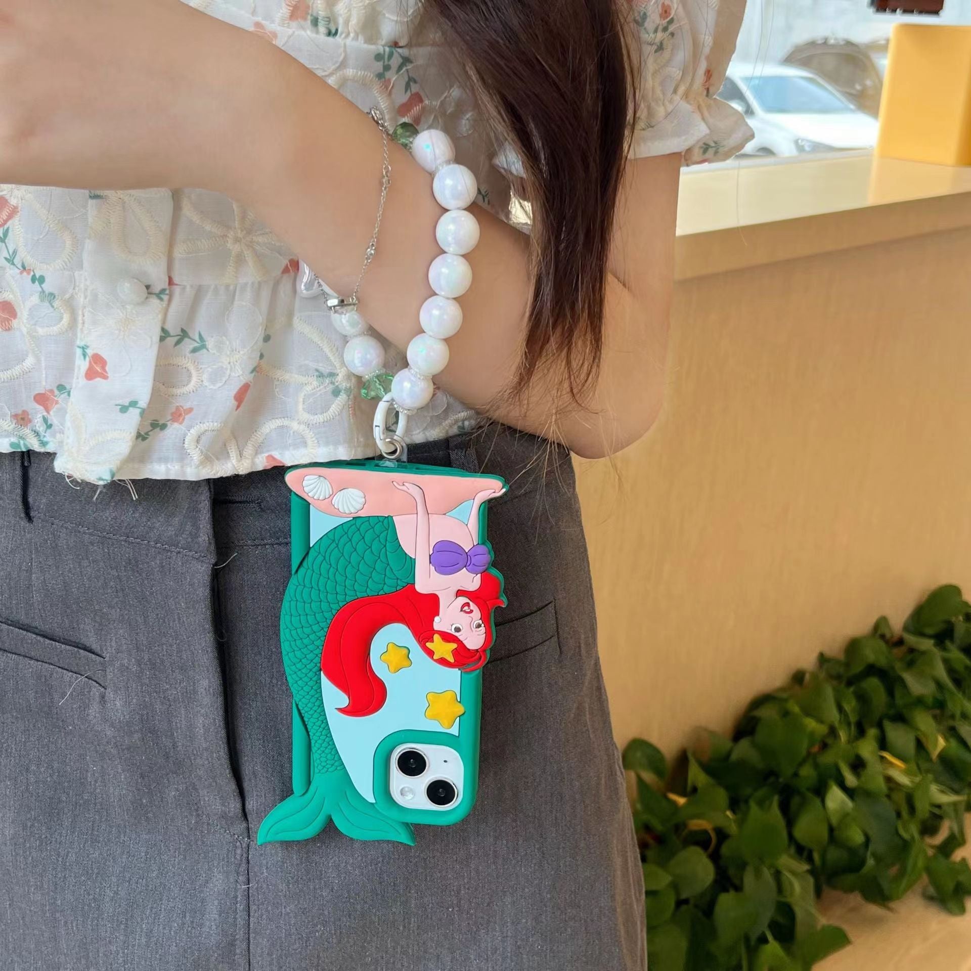 Aqua Mermaid Dream Pearl Charm Silicone Phone Cases For iPhone