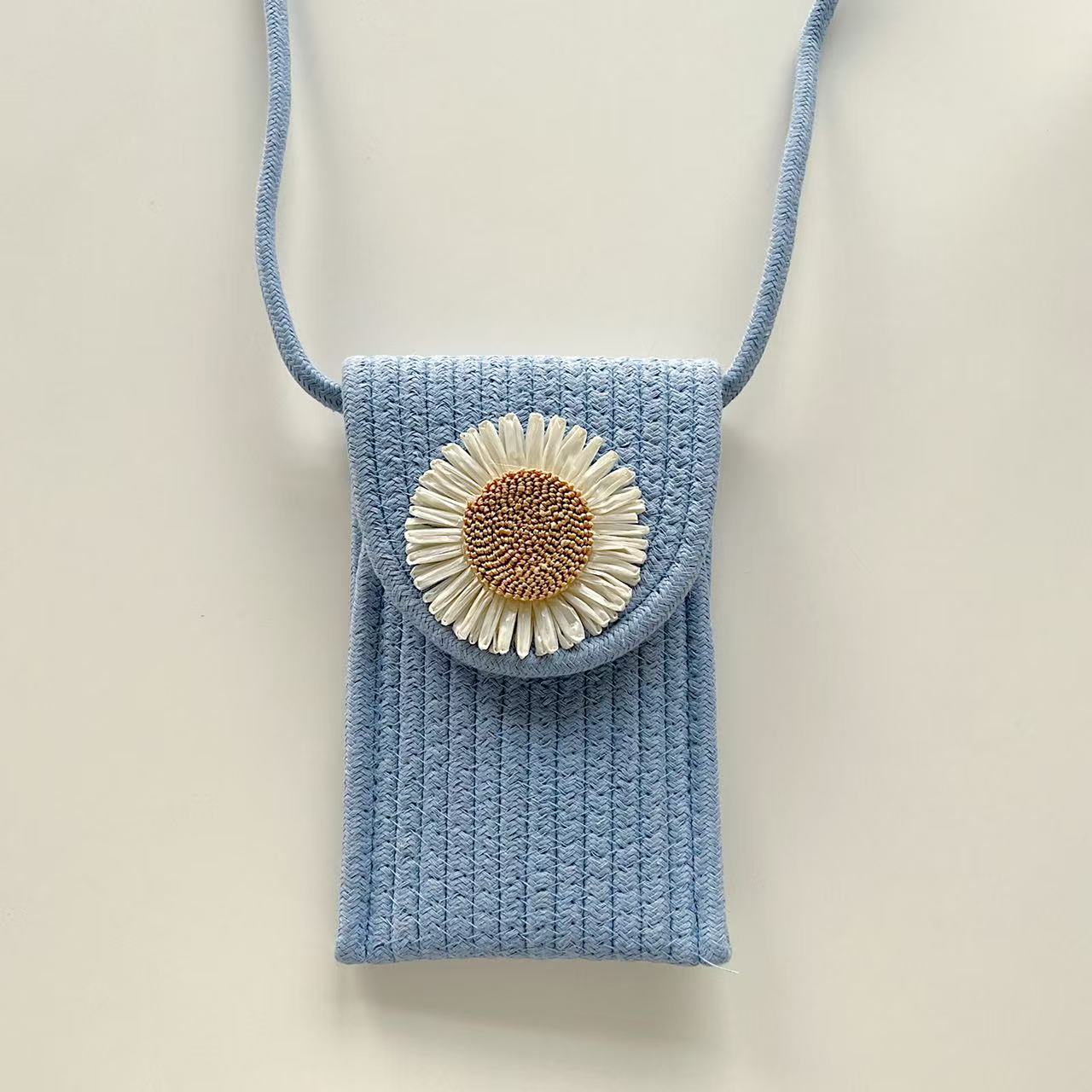 Vintage Sunflower Bloom Jute Sling Bag Silicone Phone Cases For iPhone