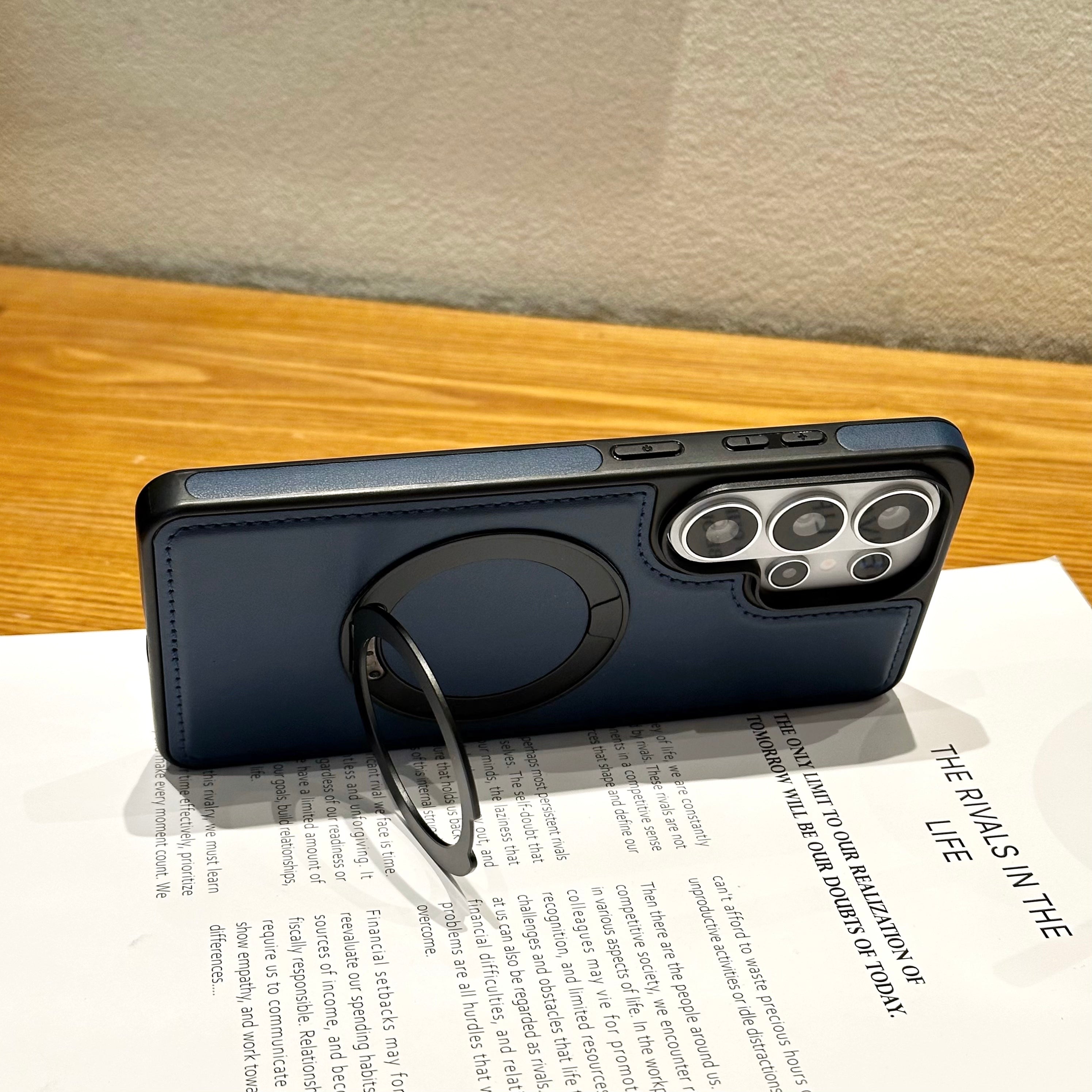 Vegan Leather Cover with MagSafe Ring For Samsung