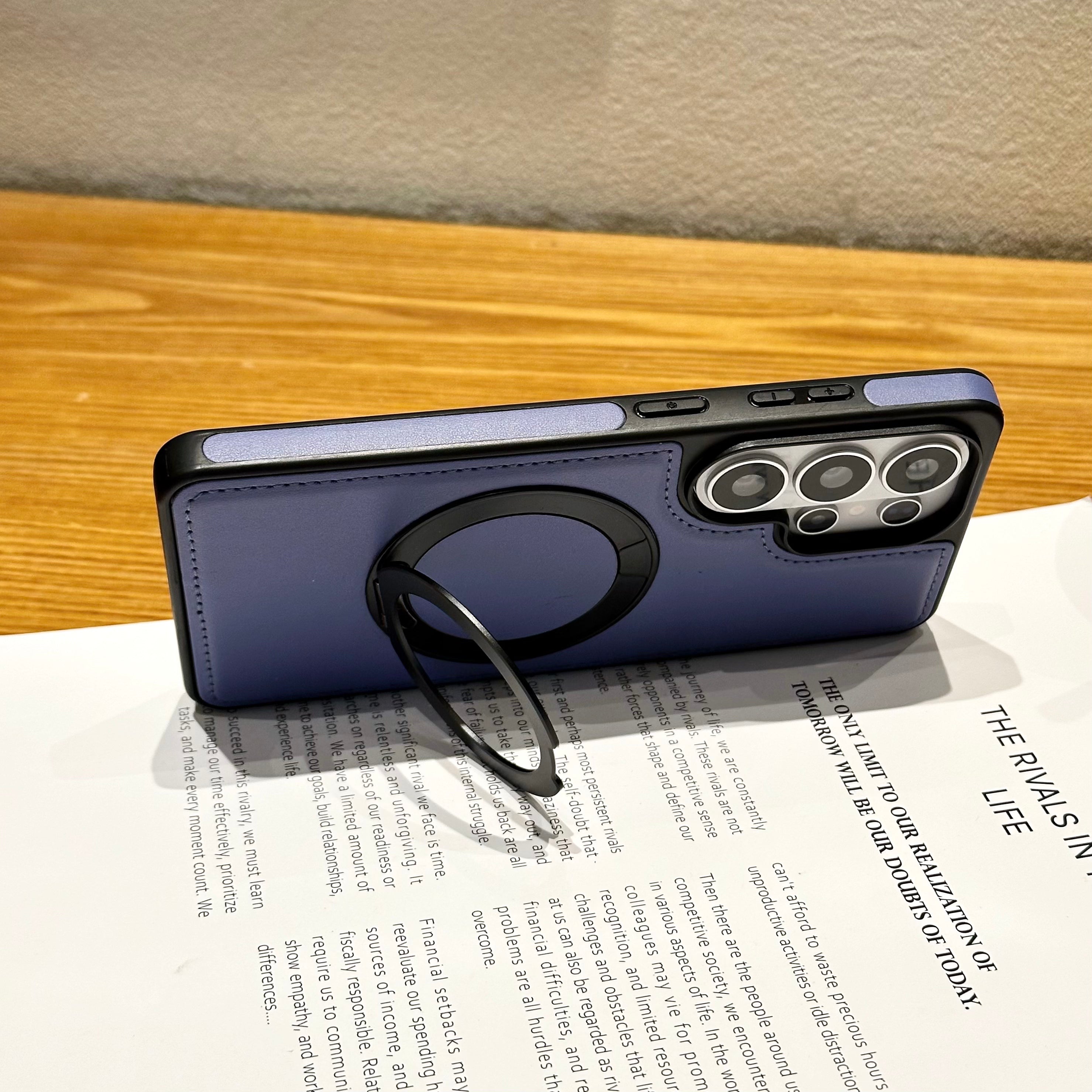 Vegan Leather Cover with MagSafe Ring For Samsung