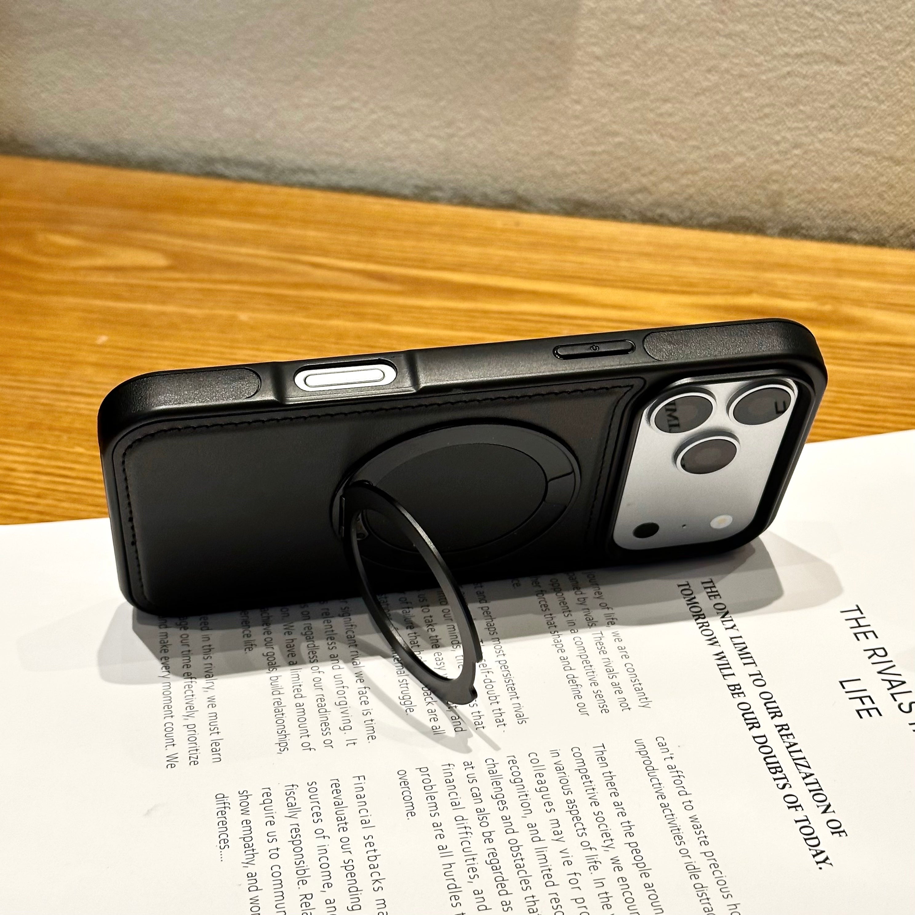Vegan Leather Cover with MagSafe Ring For iPhone