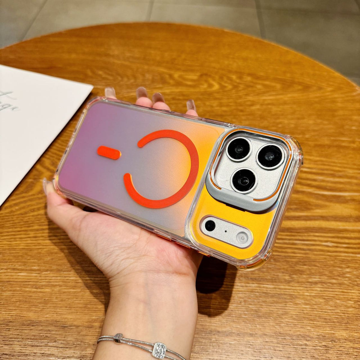 Holographic MagSafe iPhone Case with Camera Stand - Shockproof Clear Back Cover