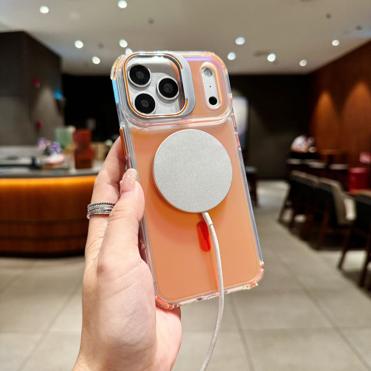 Holographic MagSafe iPhone Case with Camera Stand - Shockproof Clear Back Cover