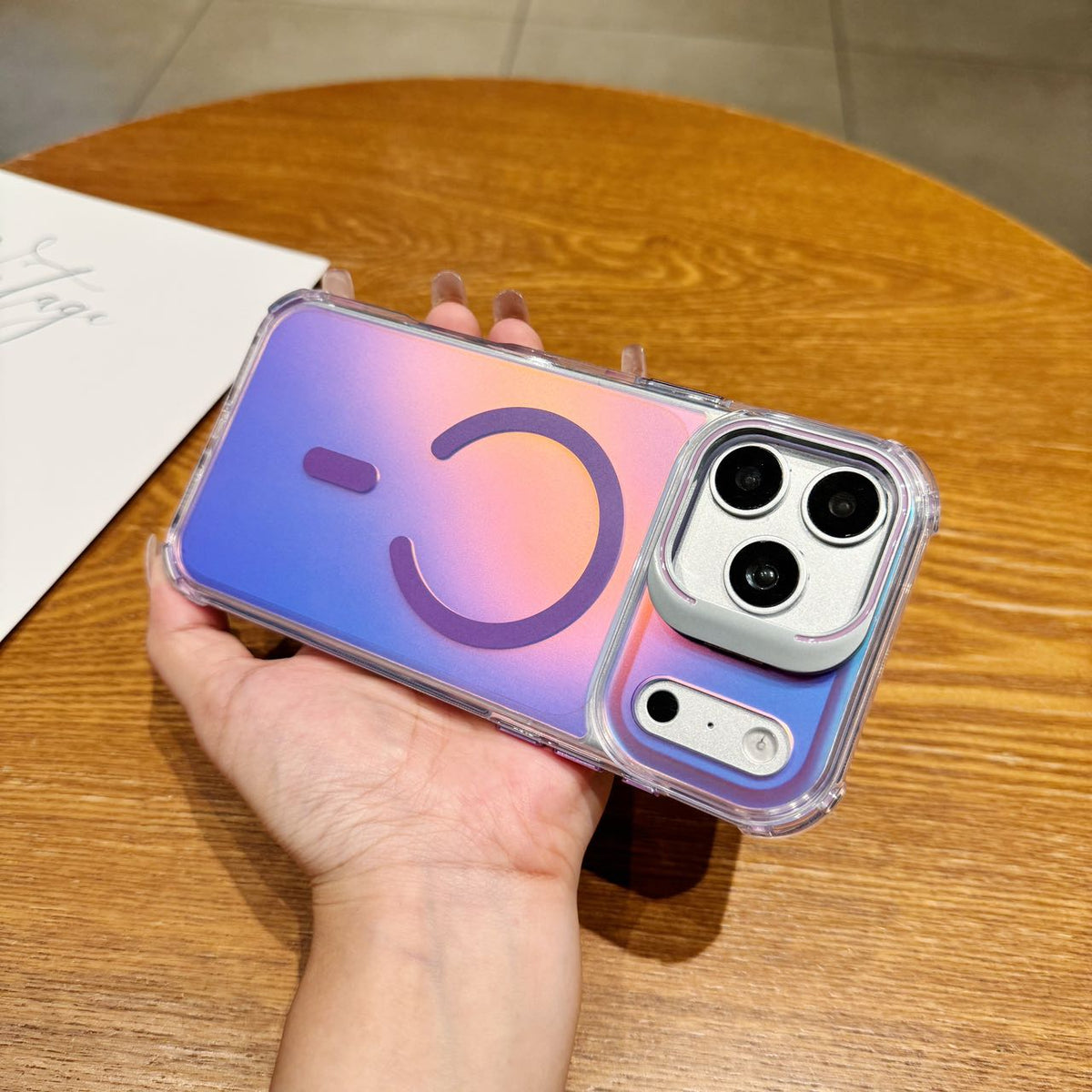 Holographic MagSafe iPhone Case with Camera Stand - Shockproof Clear Back Cover