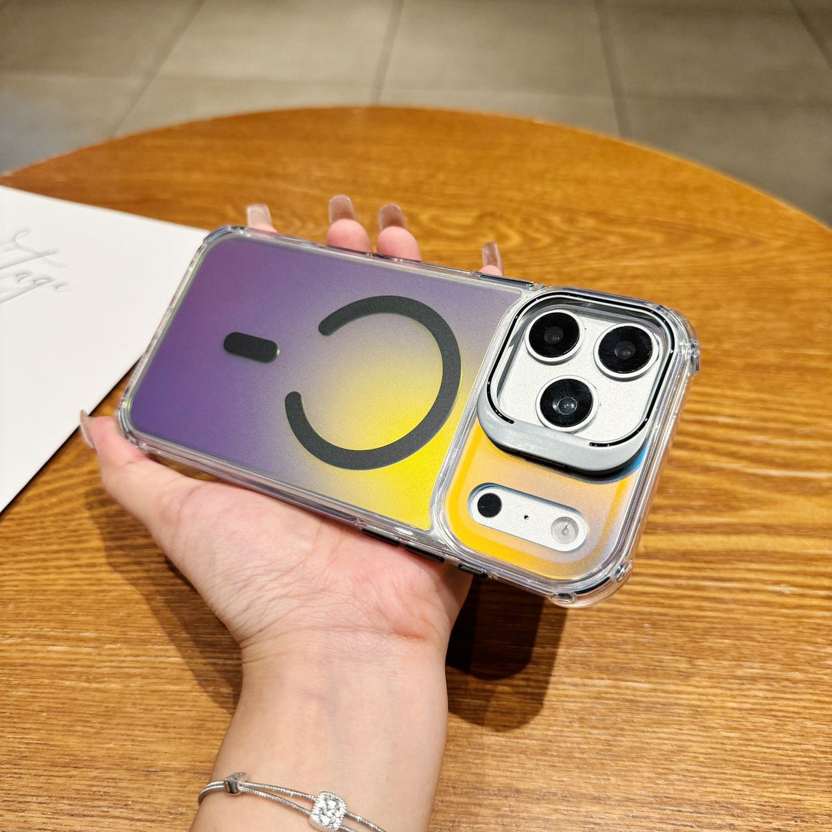 Holographic MagSafe iPhone Case with Camera Stand - Shockproof Clear Back Cover