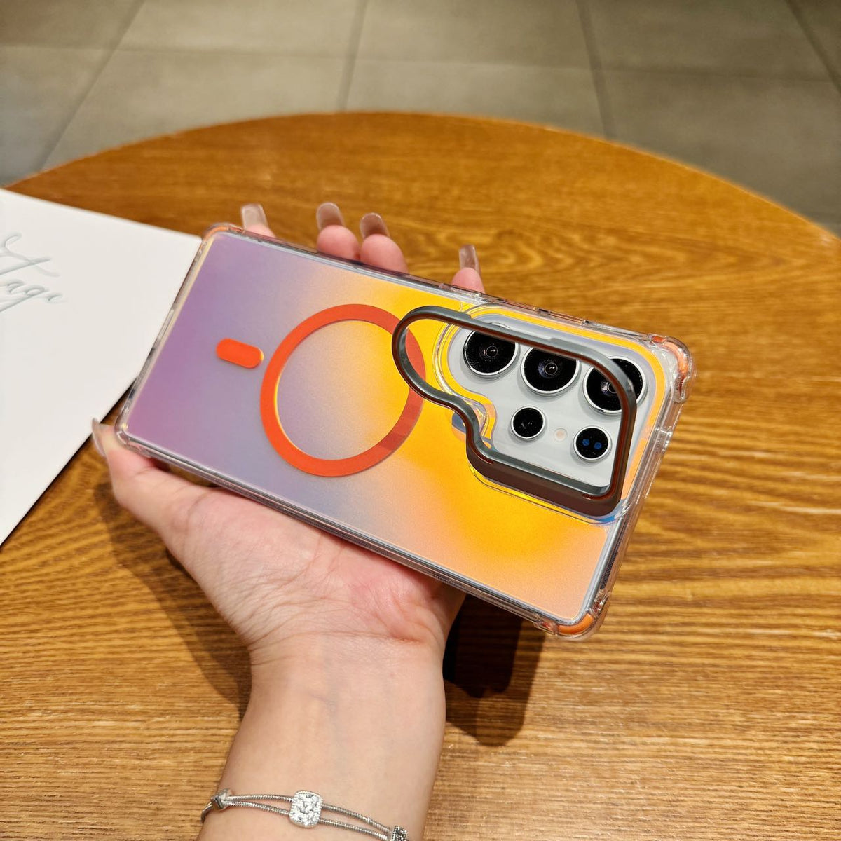 Galaxy S25 Ultra MagSafe Case with Camera Stand - Holographic Shockproof Cover