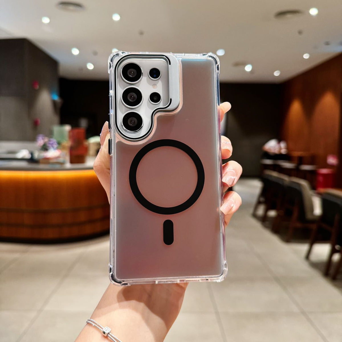 Galaxy S25 Ultra MagSafe Case with Camera Stand - Holographic Shockproof Cover