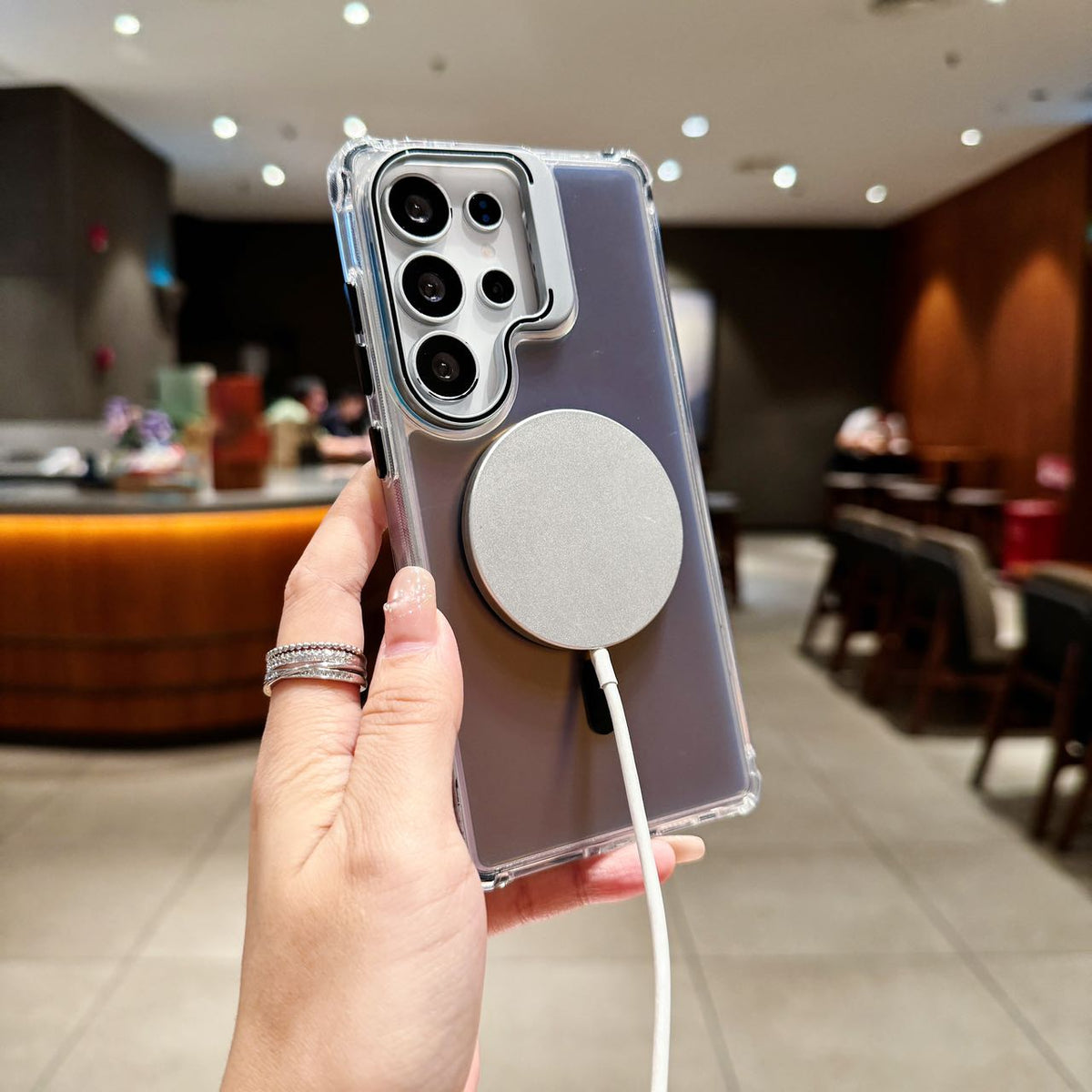 Galaxy S25 Ultra MagSafe Case with Camera Stand - Holographic Shockproof Cover