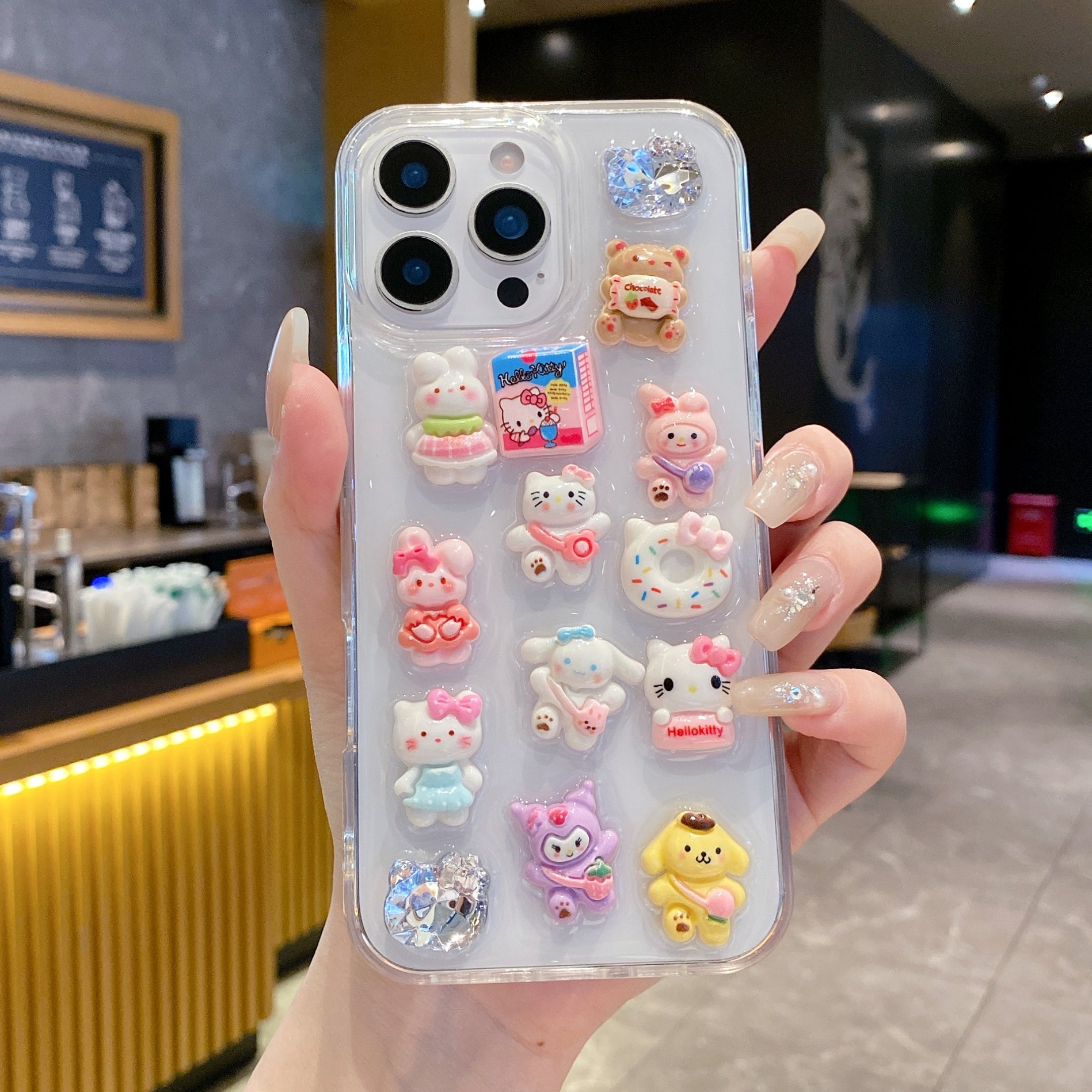 Kawaii Friends Pink Bead Charm Vibes Silicone Phone Cases For iPhone