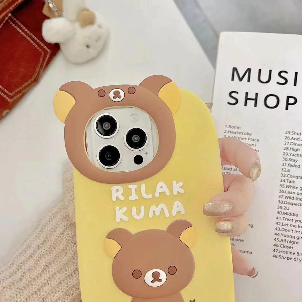 Honey Yellow Kuma Lens Frame Silicone Phone Cases For iPhone