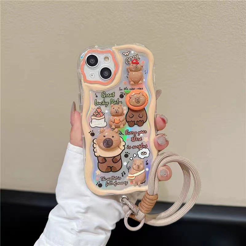 Capybara Wave Bliss Silicone Phone Case For iPhone