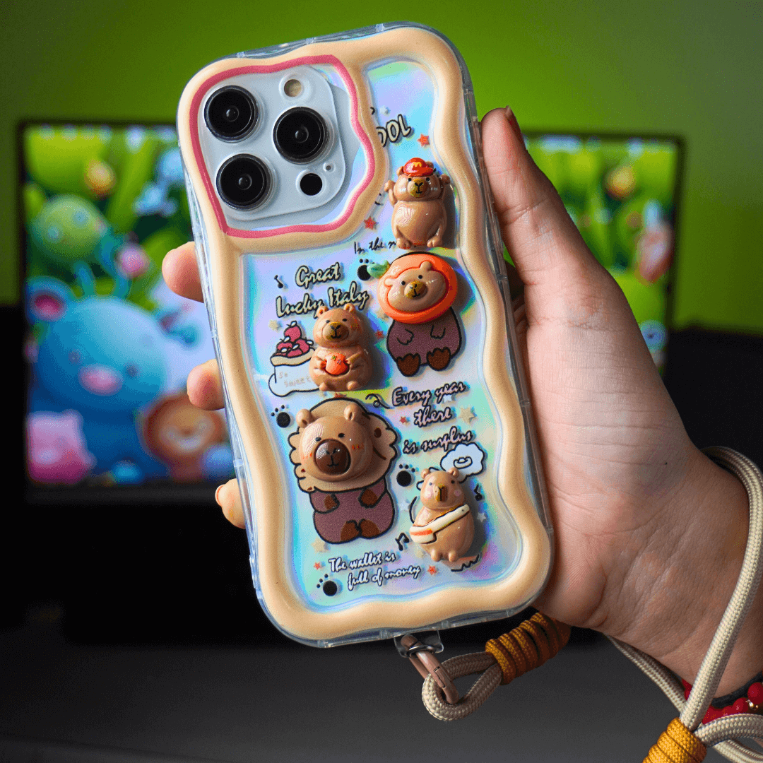 Capybara Wave Bliss Silicone Phone Case For iPhone