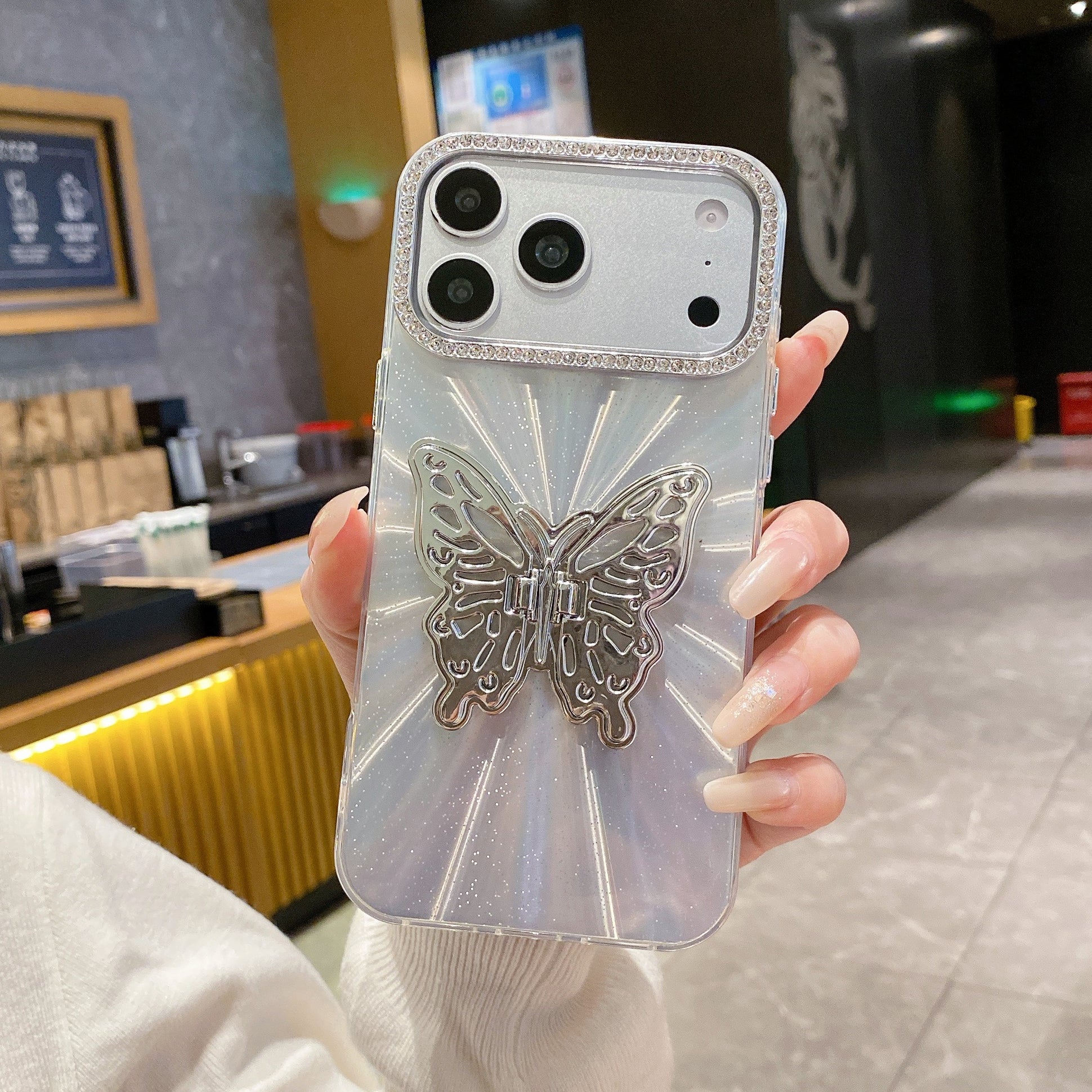 Luxe Wing Shine Case With Diamond Edge and Shimmer Effect Silicone Case For iPhone