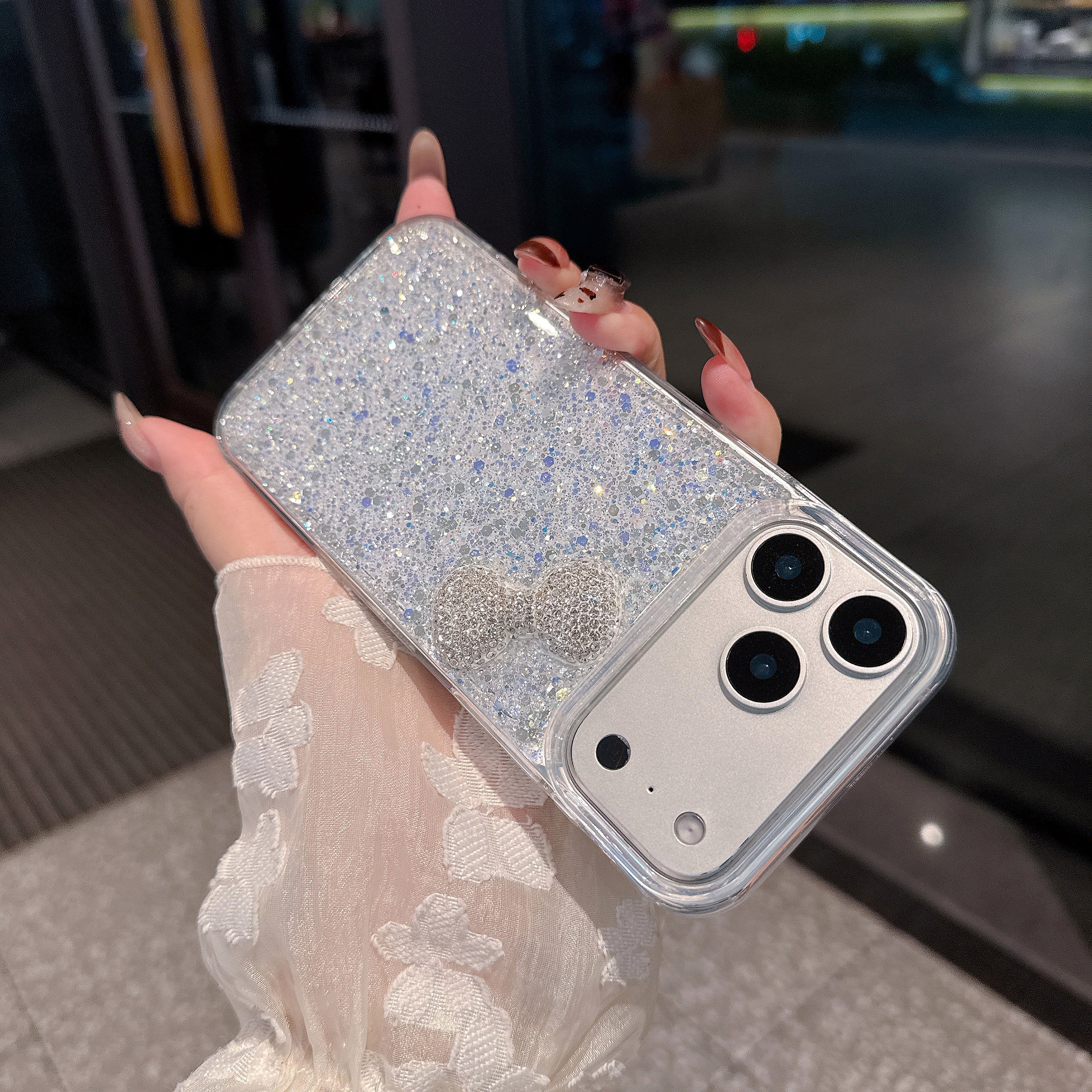 Platinum Bow – Snowfall Radiance Silicone Phone Cases For iPhone
