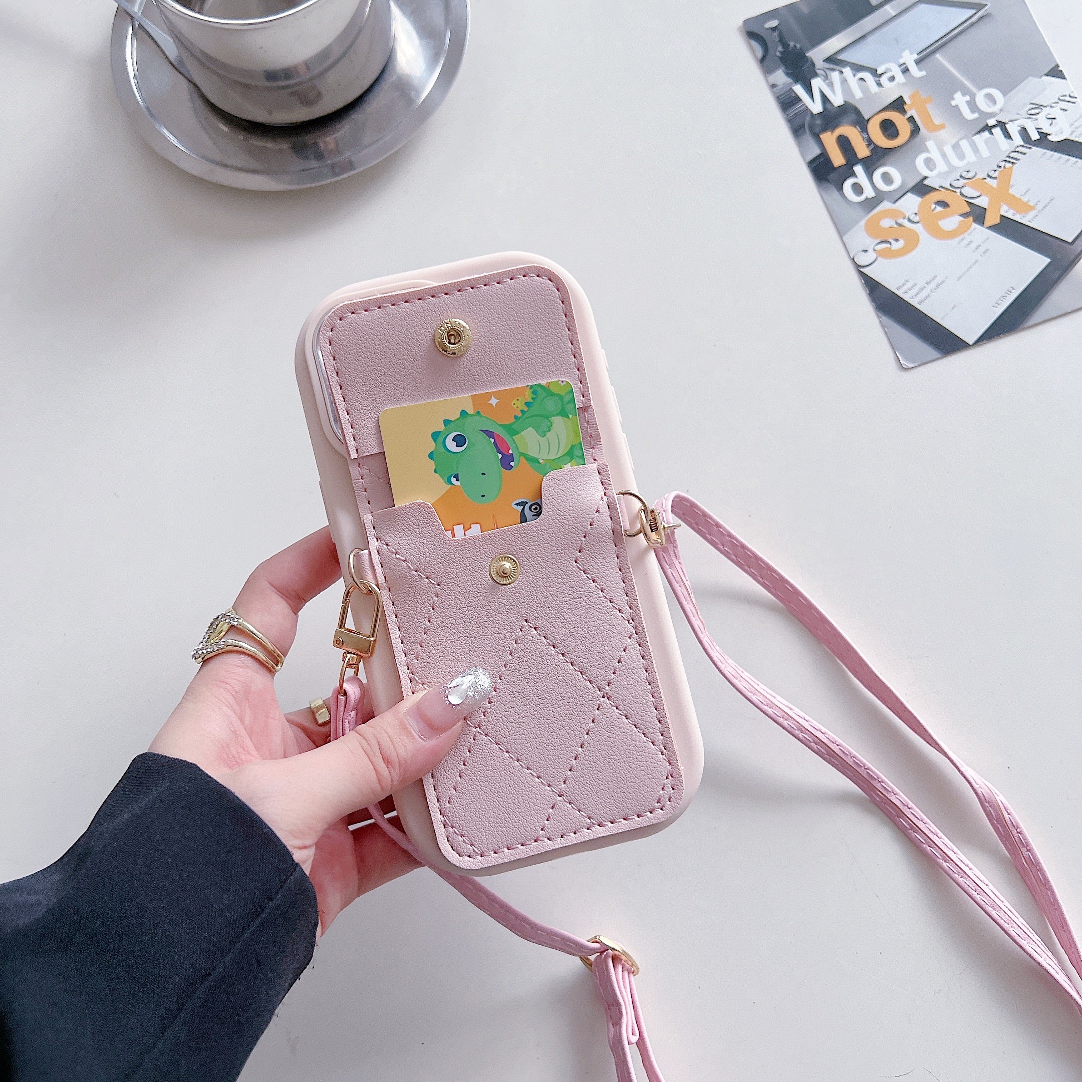 Pink Mini Sling Wallet Silicone Phone Case For iPhone