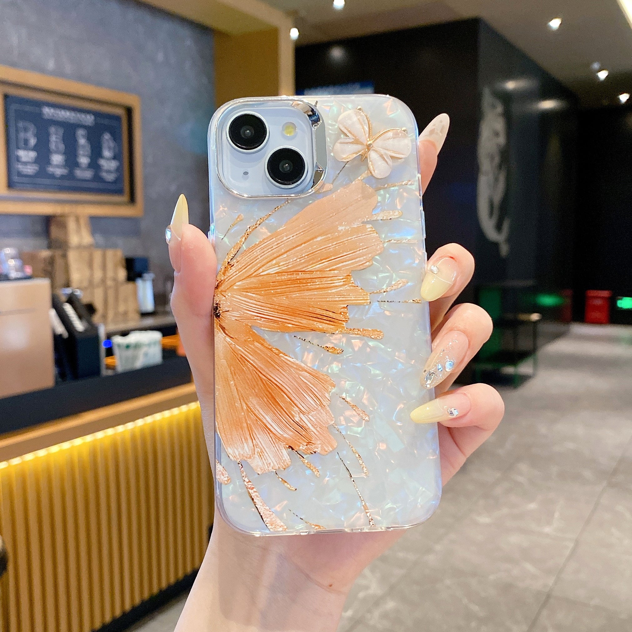 Orange Wings Butterfly Premium Charm Phone Cases For iPhone