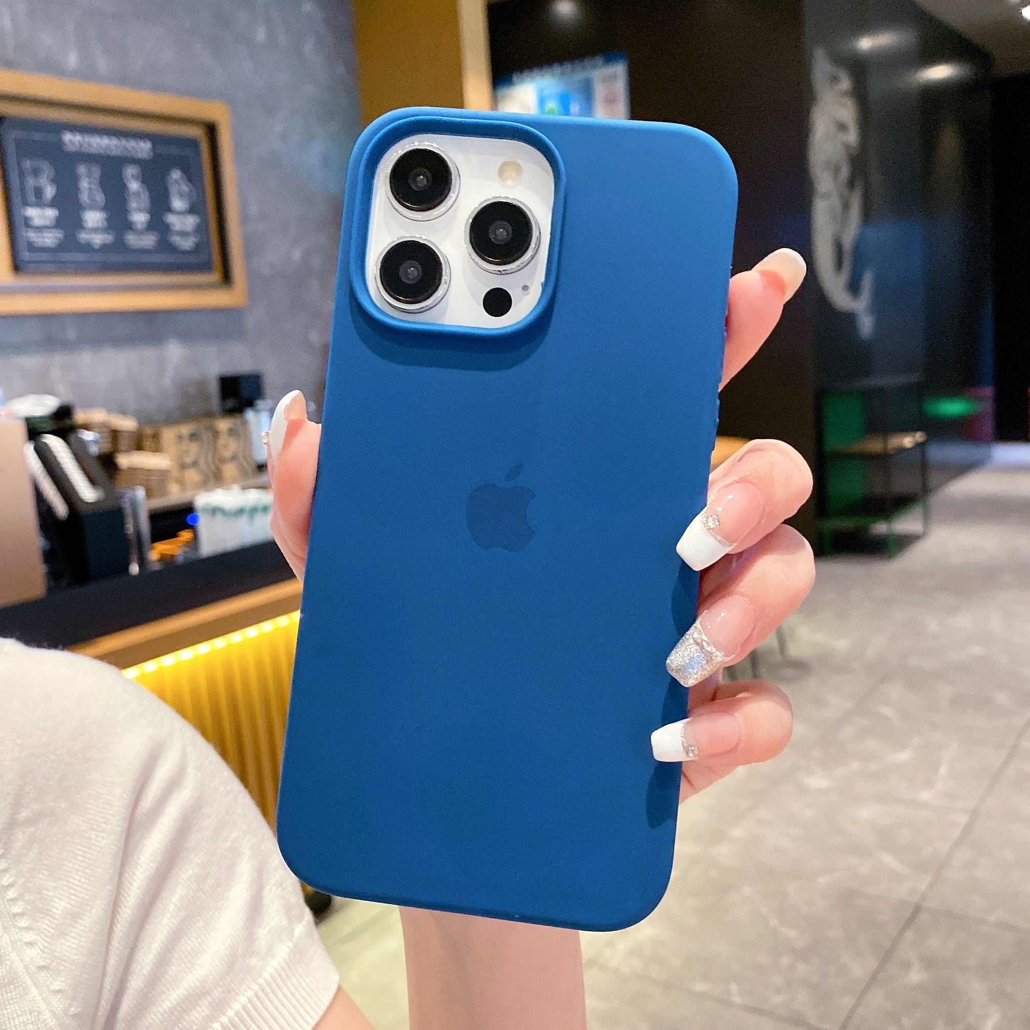 Deep Blue Dark Mode With Apple Edition Silicone Phone Cases For iPhone