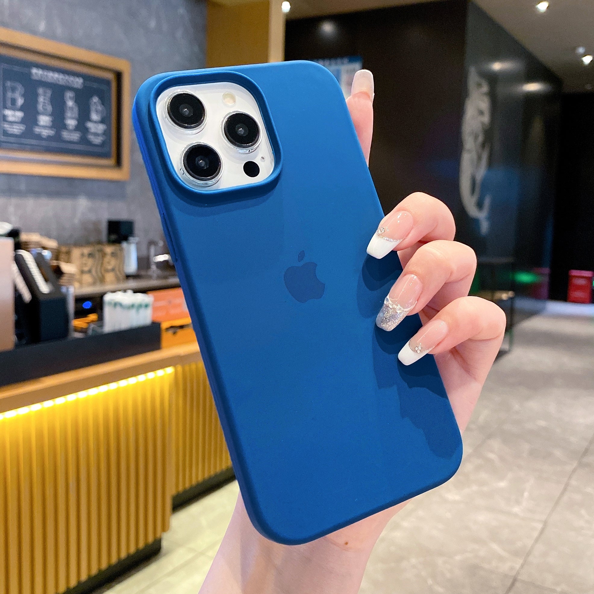 Deep Blue Dark Mode With Apple Edition Silicone Phone Cases For iPhone
