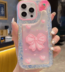 Pink Shimmering Bow Bliss Silicone Phone Case For iPhone