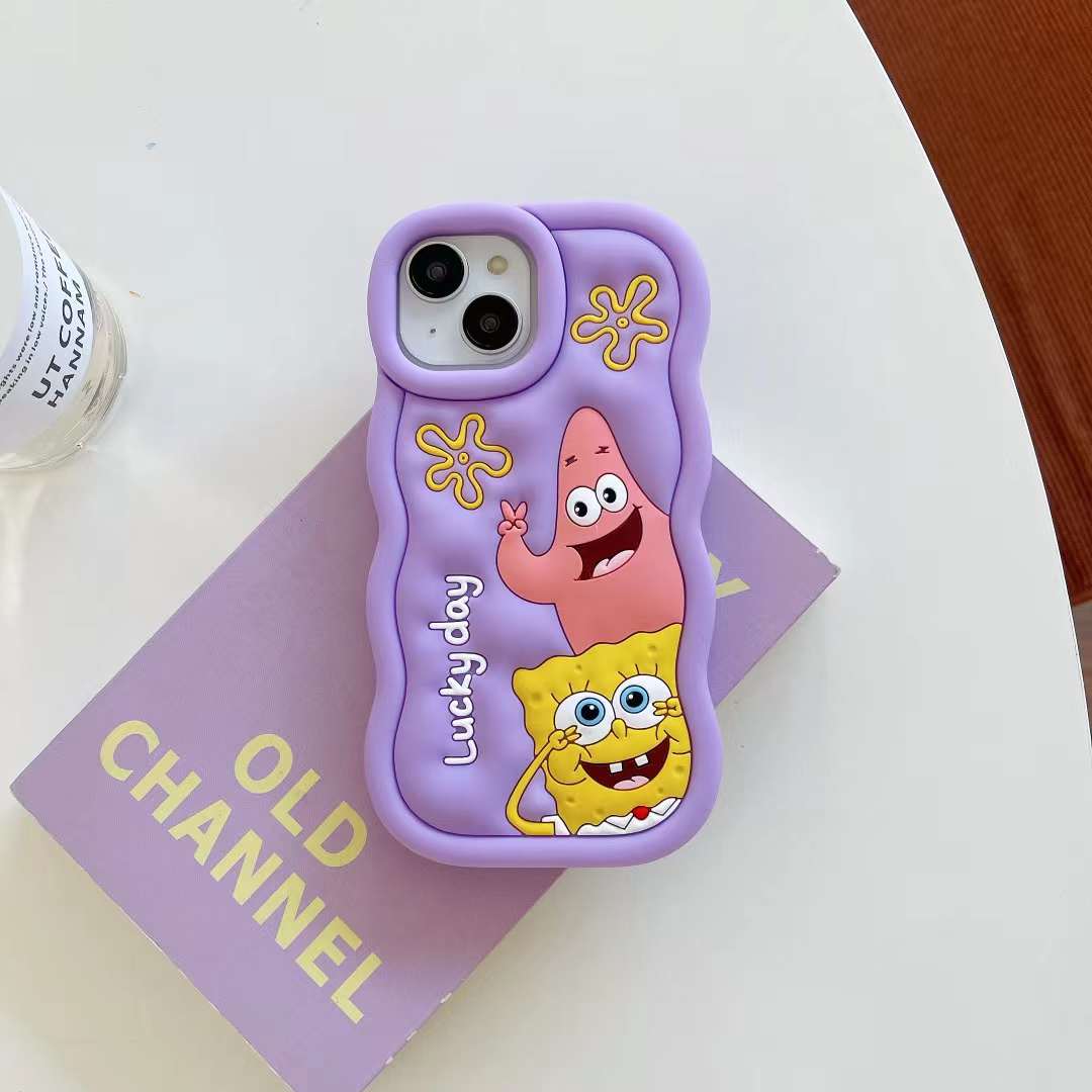 Purple Wavy SpongeBob Edition Silicone Phone Cases For iPhone
