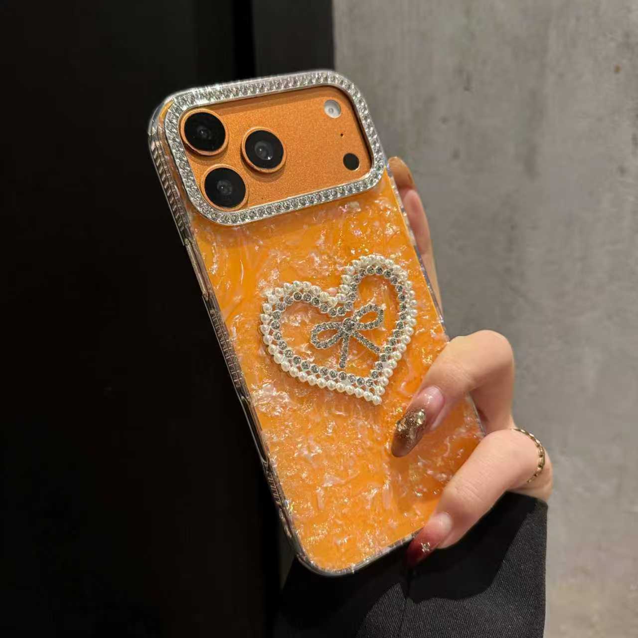 Sun Kissed Crystal Heart Elegance Silicone Case For iPhone