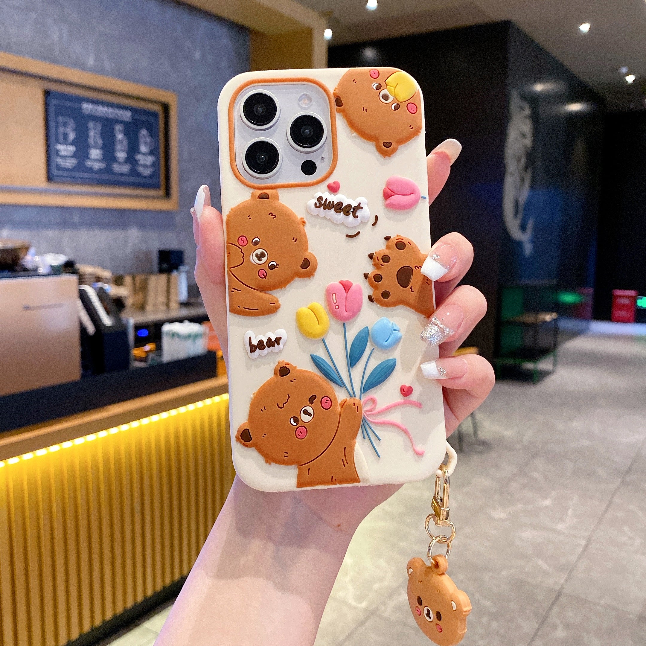 Honey Tulip Bear Silicone Phone Cases For iPhone