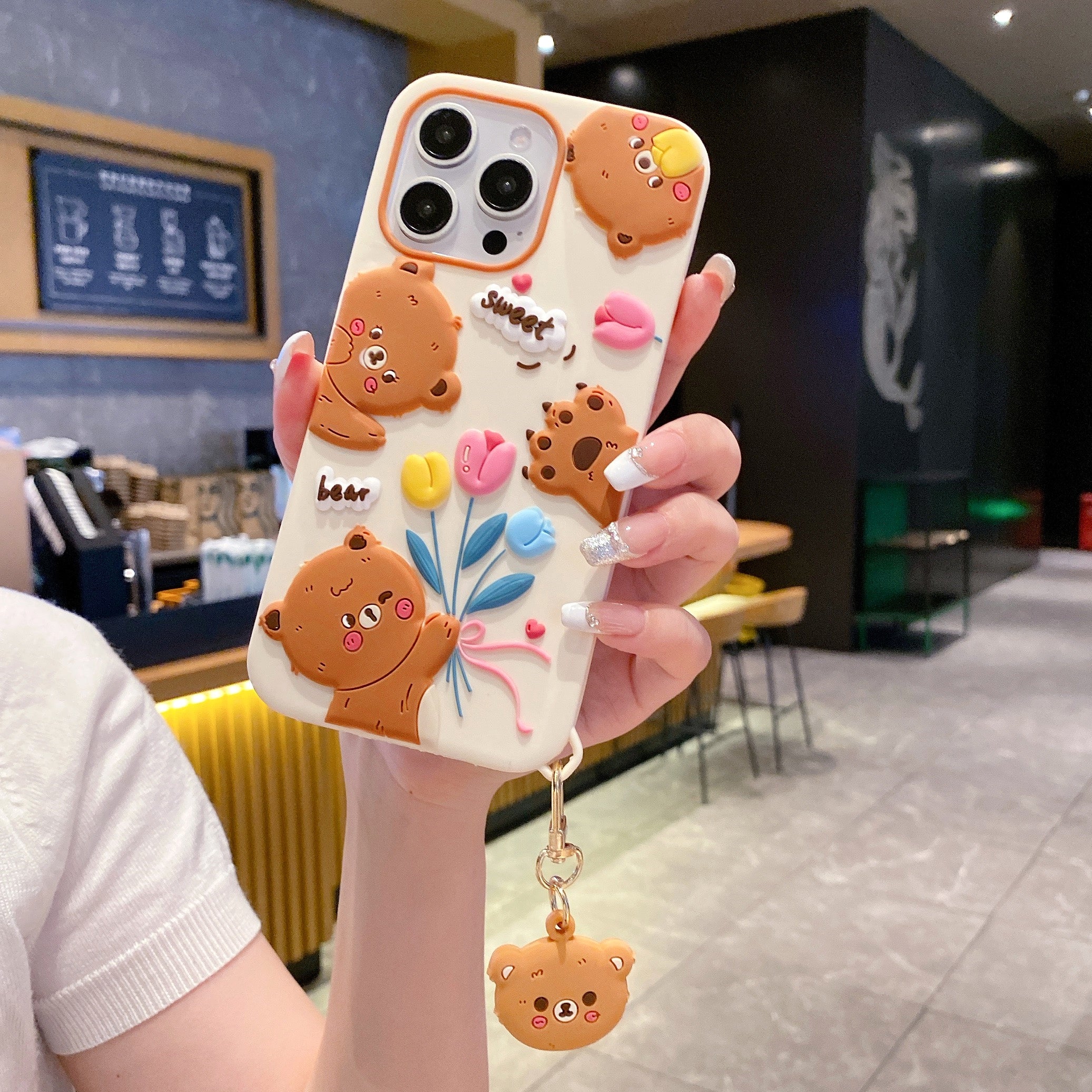 Honey Tulip Bear Silicone Phone Cases For iPhone
