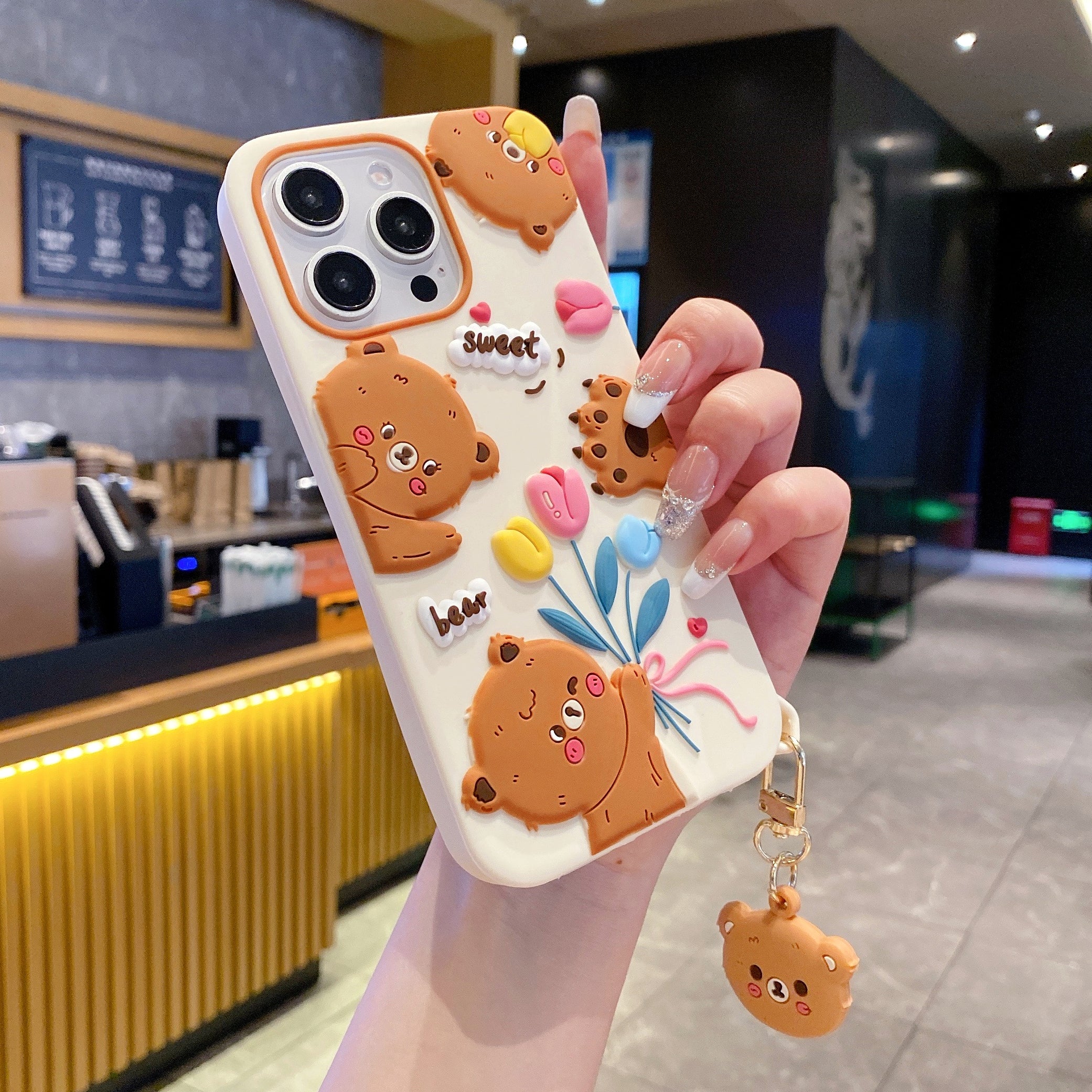 Honey Tulip Bear Silicone Phone Cases For iPhone
