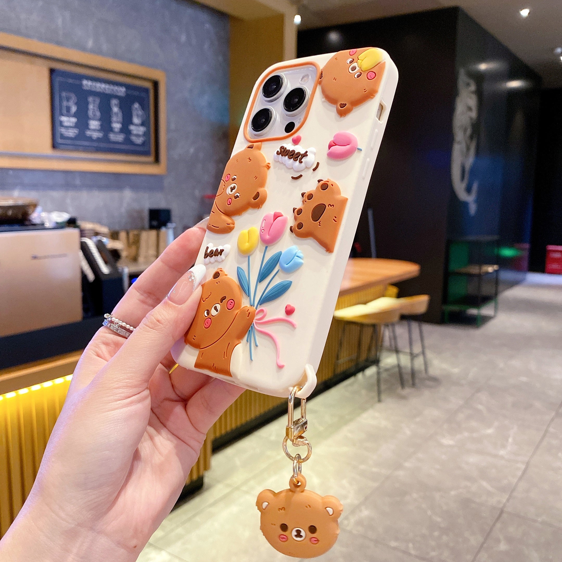 Honey Tulip Bear Silicone Phone Cases For iPhone