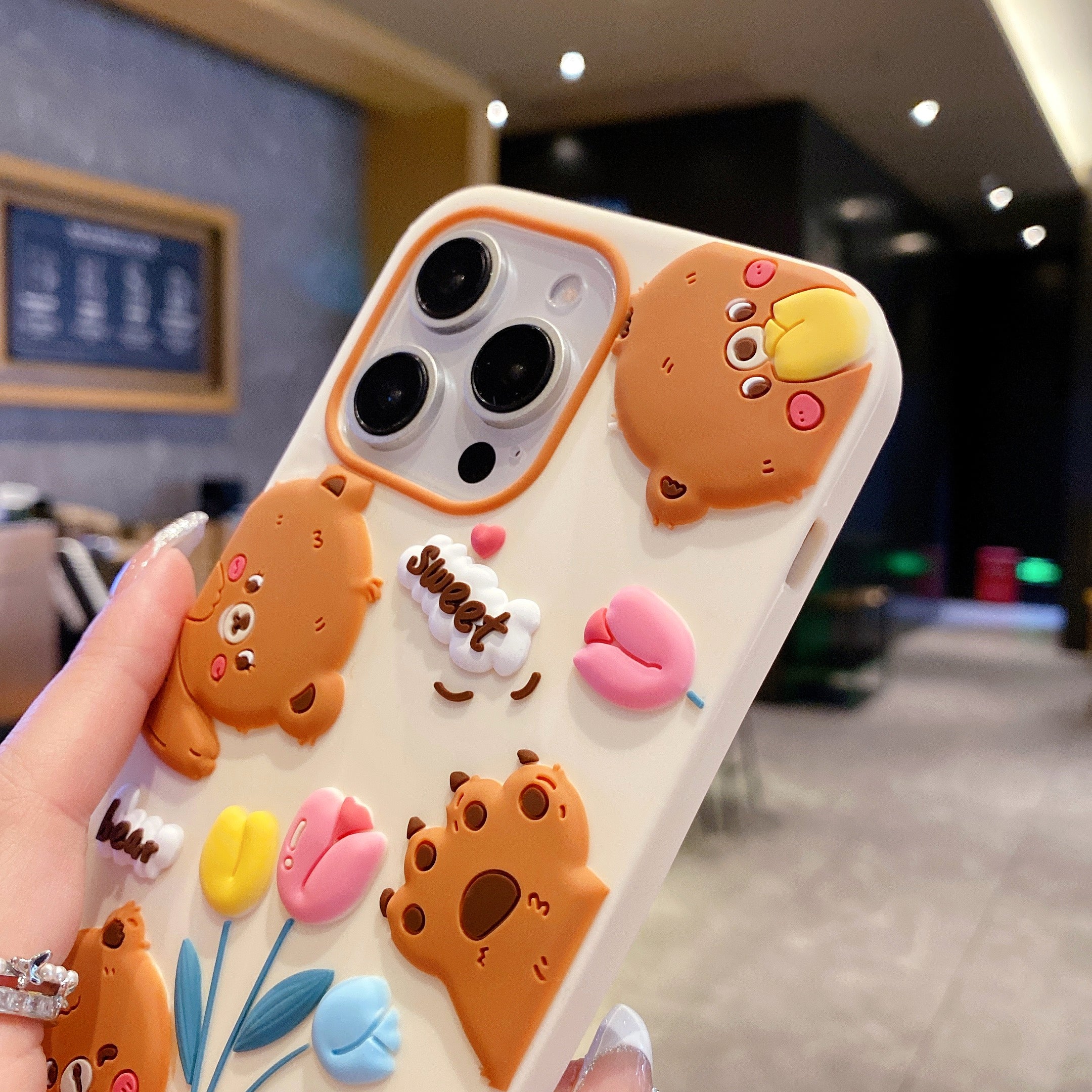 Honey Tulip Bear Silicone Phone Cases For iPhone