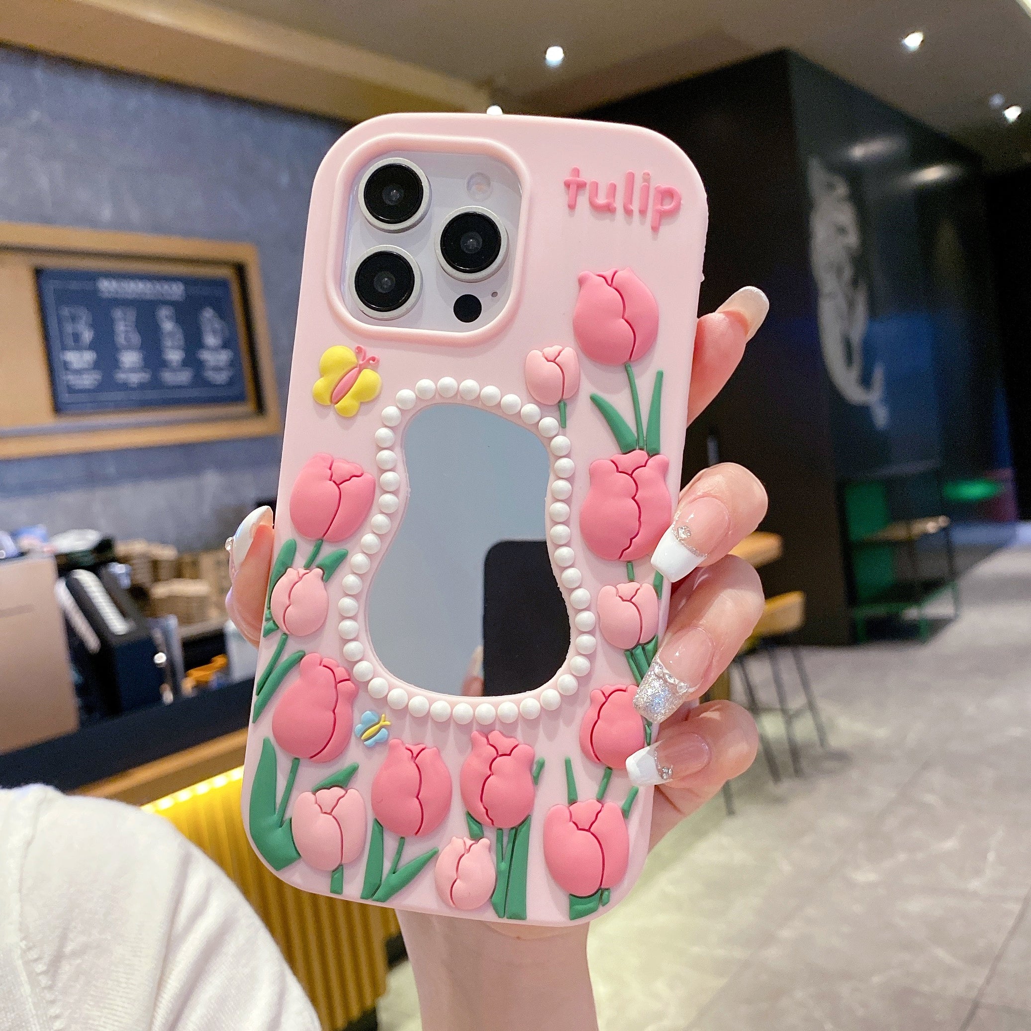 Tulip Blush Mirror Silicone Phone Cases For iPhone
