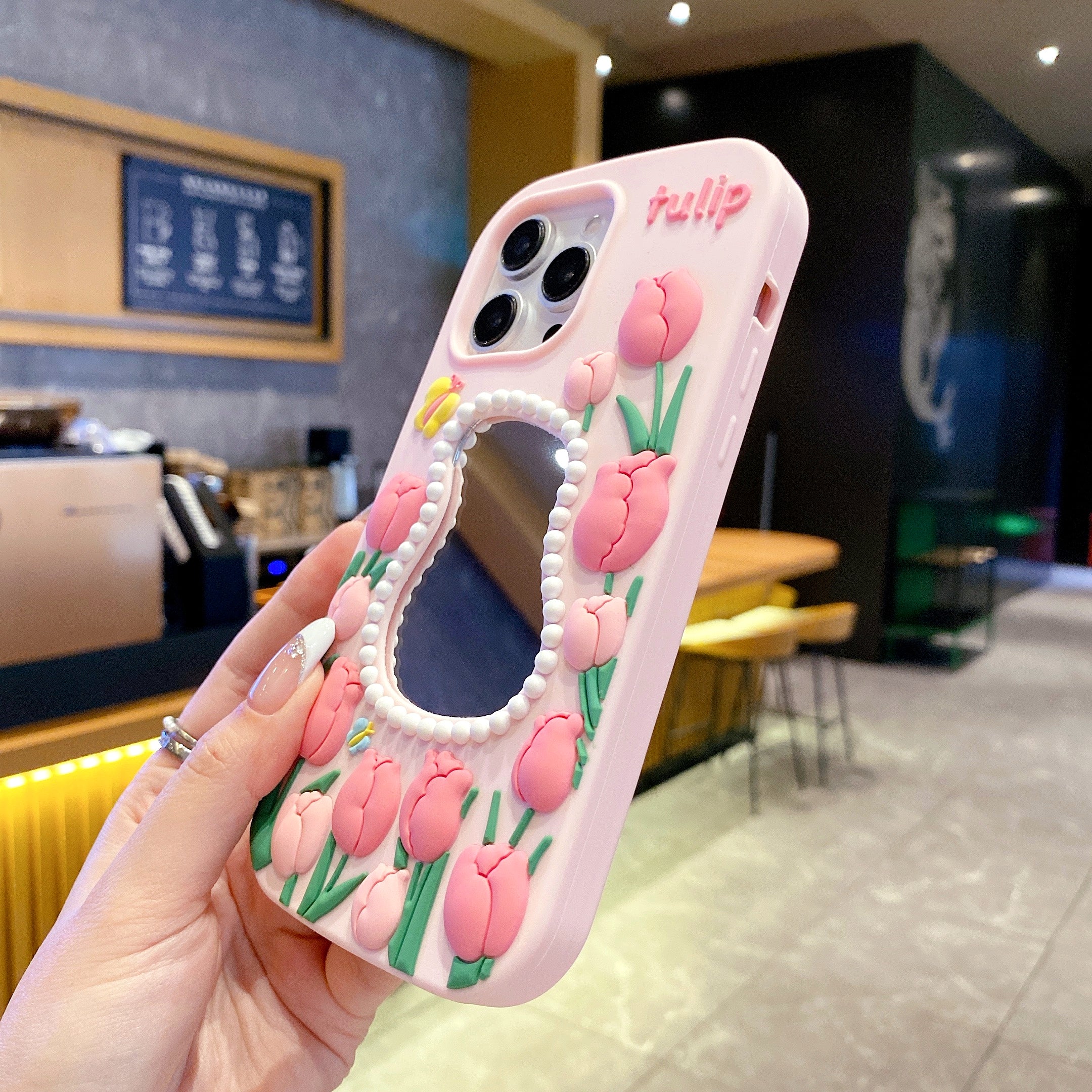 Tulip Blush Mirror Silicone Phone Cases For iPhone