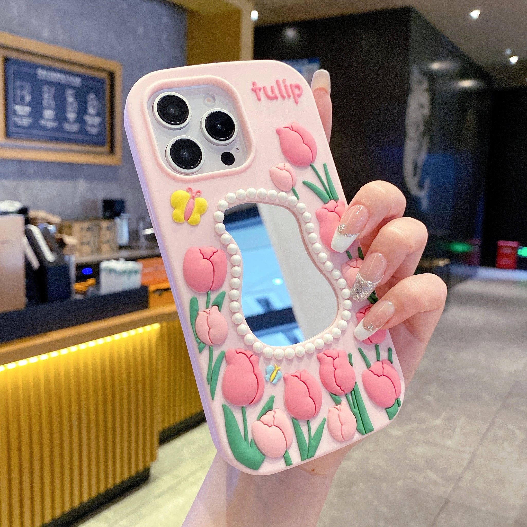 Tulip Blush Mirror Silicone Phone Cases For iPhone