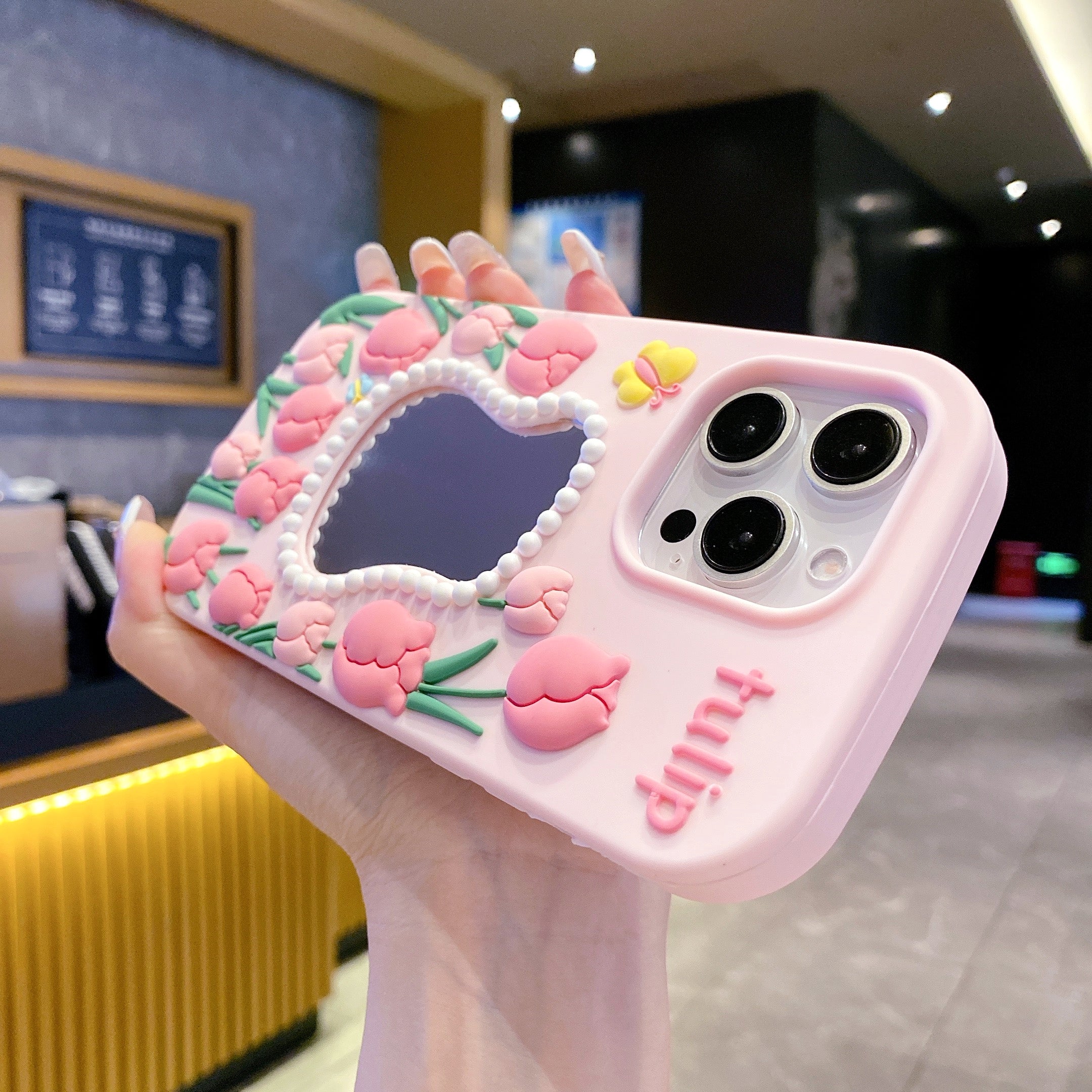 Tulip Blush Mirror Silicone Phone Cases For iPhone