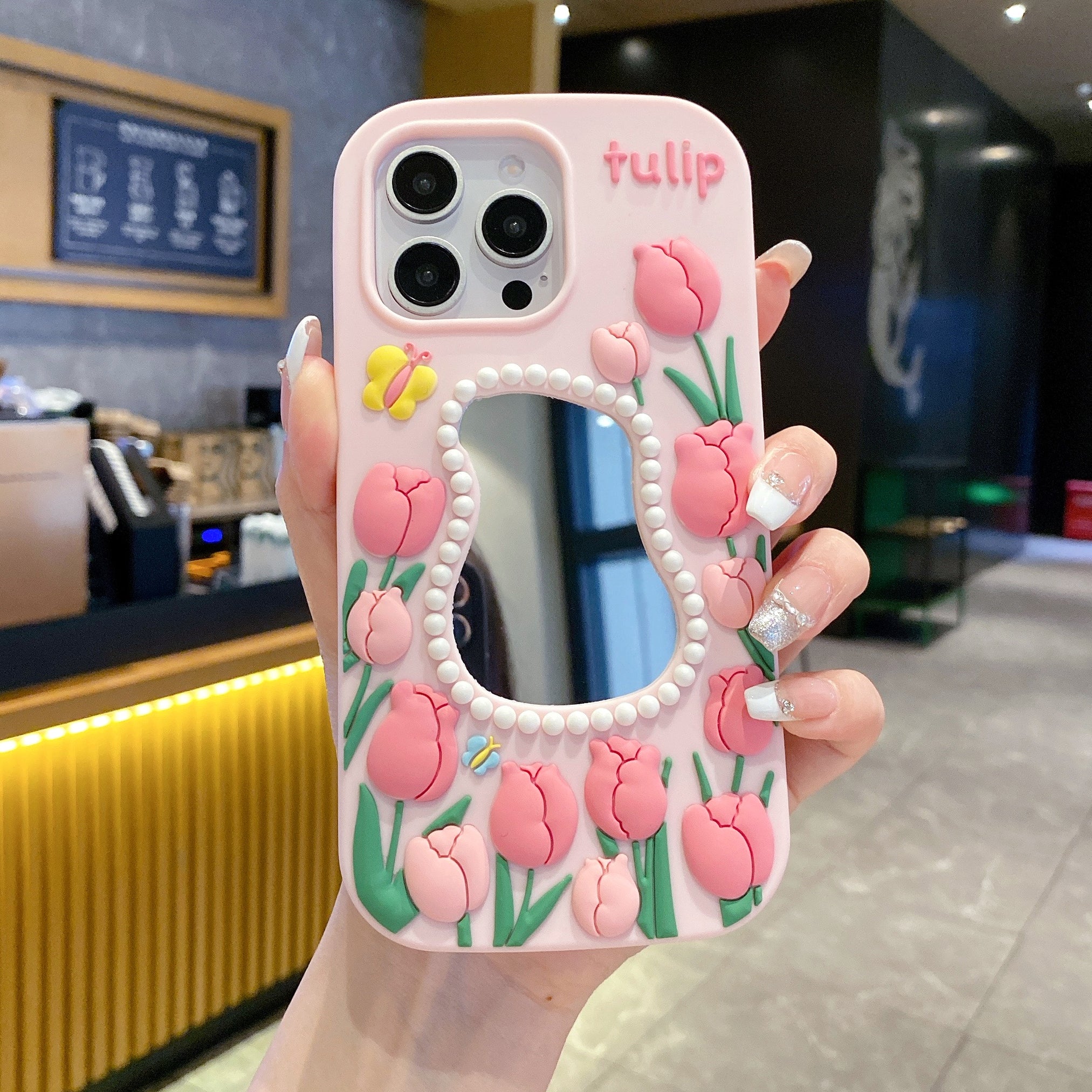 Tulip Blush Mirror Silicone Phone Cases For iPhone