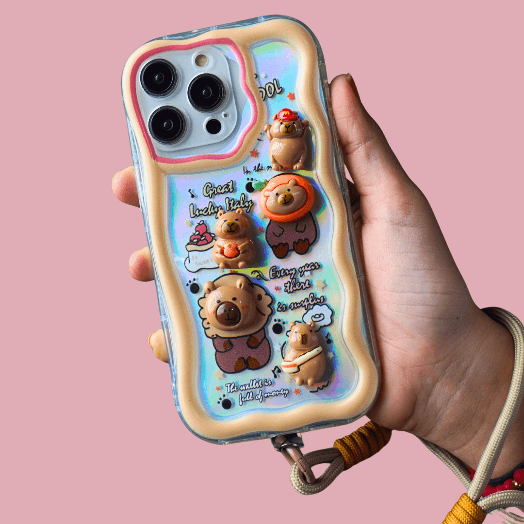 Capybara Wave Bliss Silicone Phone Case For iPhone