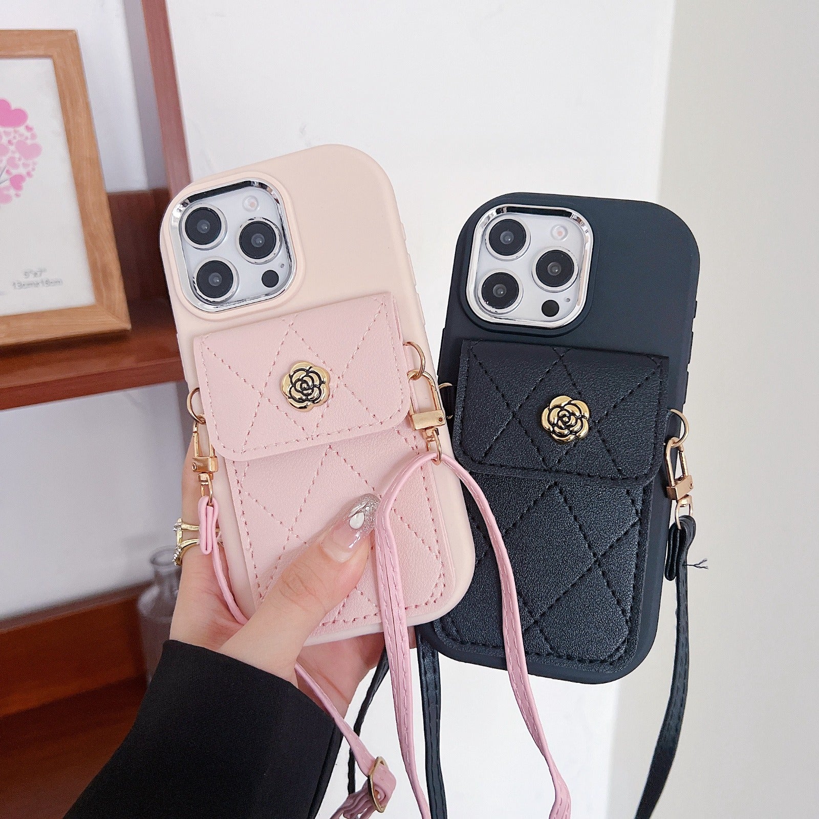 Pink Mini Sling Wallet Silicone Phone Case For Samsung