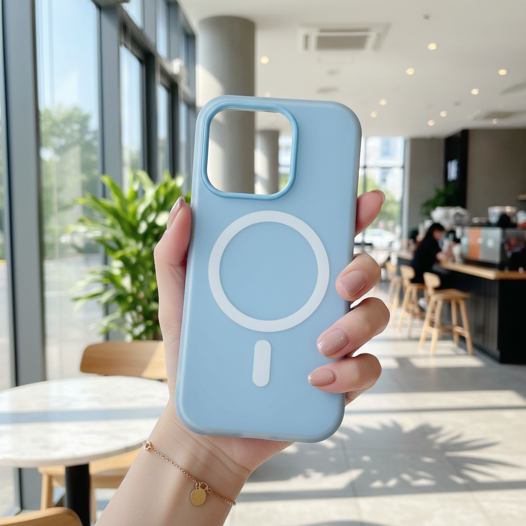 Cloud Blue Frost Wireless Charging Ready Silicone Phone Cases For iPhone