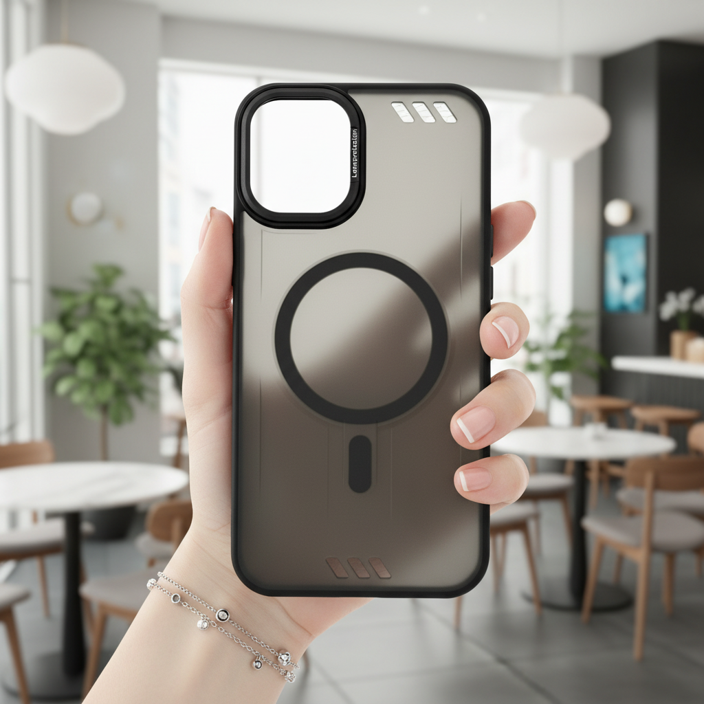 Onyx Black Halo MagSafe Silicone Phone Cases For iPhone